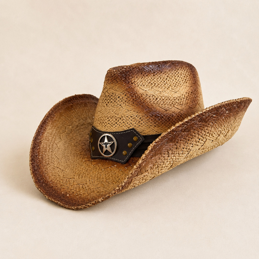 Stone Age Distressed Straw Cowboy Hat – Texas Lone Star Western Country Festival